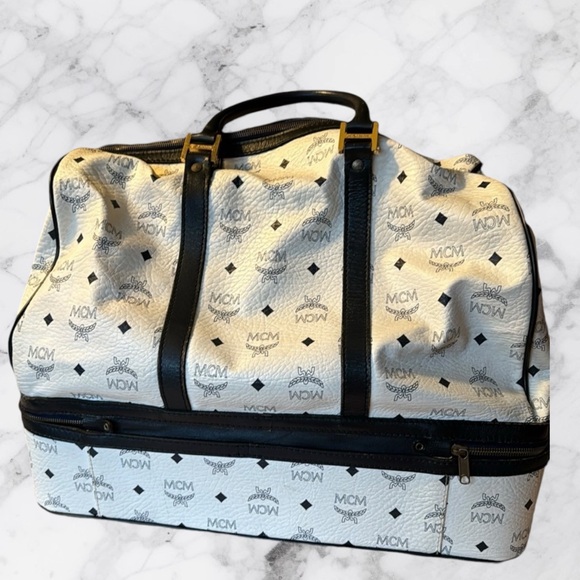 RARE MCM Trunk Travel Weekender Bag West Germany Unisex BLACK & WHITE FABULOUS - Picture 4 of 15